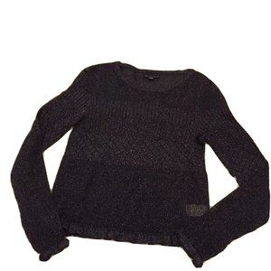 A.E.O Metallic Open Knit Long Sleeve Lettuce Top